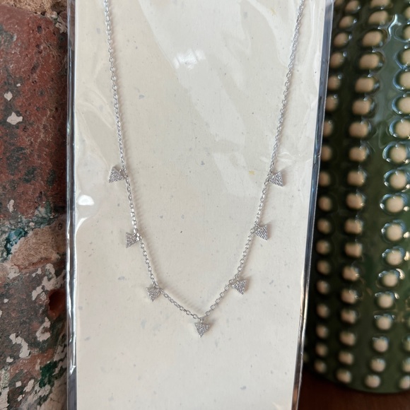 Dainty Triangle Stud Necklace - Picture 4 of 5